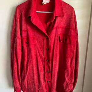 Fantastic Fawn Red Button-Up Shacket